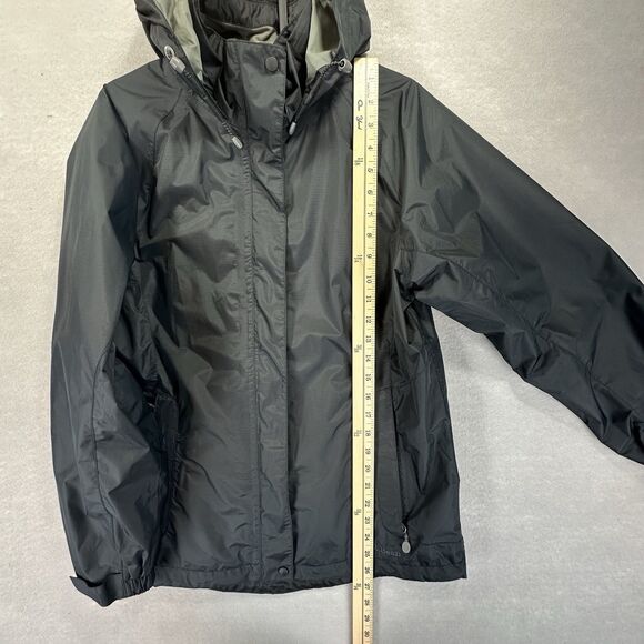 LL Bean Stowaway Gore-Tex Rain Jacket Womens Small Black Hooded Zip Up Hiking - Picture 15 of 16